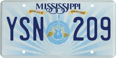 MS license plate YSN209