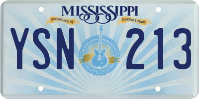 MS license plate YSN213
