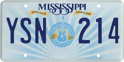 MS license plate YSN214