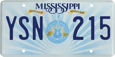 MS license plate YSN215