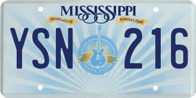 MS license plate YSN216