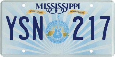 MS license plate YSN217