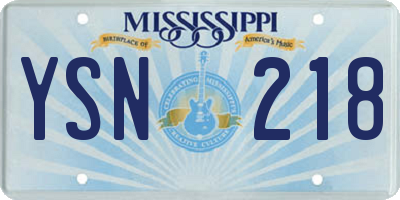 MS license plate YSN218