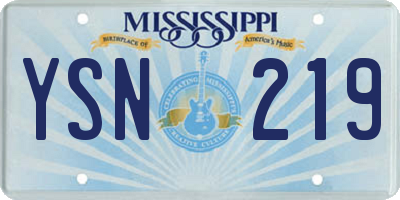 MS license plate YSN219
