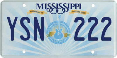 MS license plate YSN222