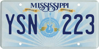 MS license plate YSN223