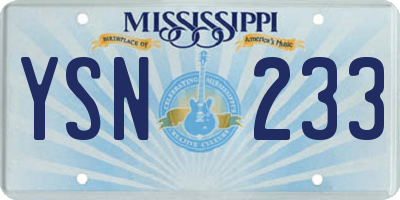 MS license plate YSN233