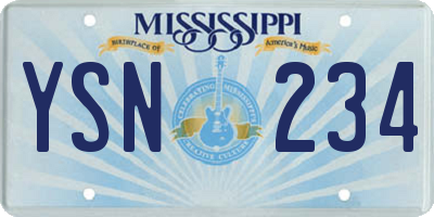 MS license plate YSN234