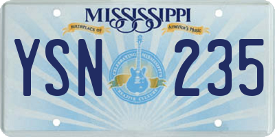 MS license plate YSN235