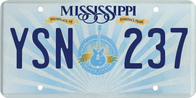 MS license plate YSN237