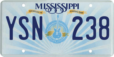 MS license plate YSN238