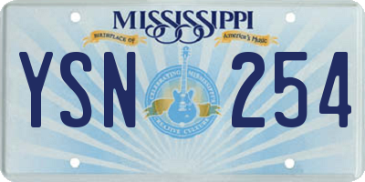 MS license plate YSN254