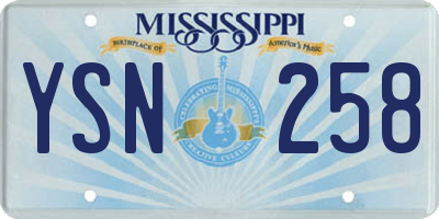 MS license plate YSN258