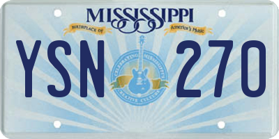 MS license plate YSN270