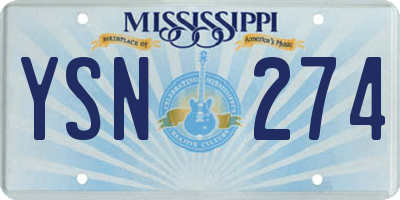 MS license plate YSN274