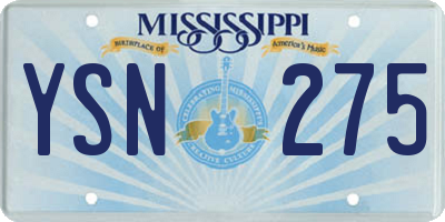 MS license plate YSN275