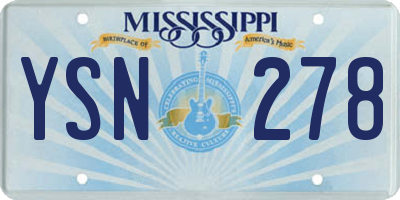MS license plate YSN278
