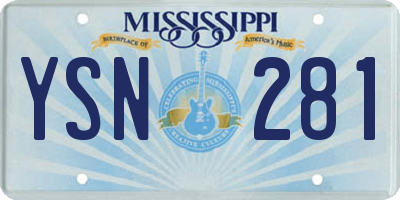 MS license plate YSN281