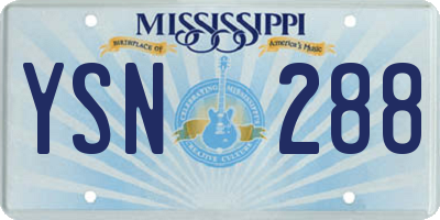 MS license plate YSN288