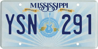 MS license plate YSN291