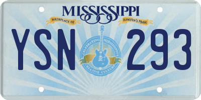 MS license plate YSN293
