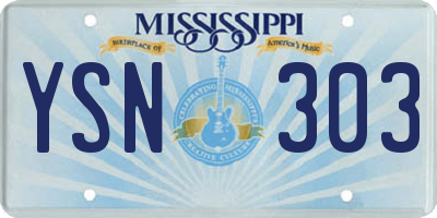 MS license plate YSN303