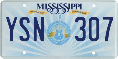 MS license plate YSN307
