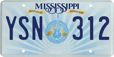 MS license plate YSN312