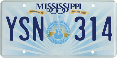 MS license plate YSN314