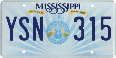 MS license plate YSN315