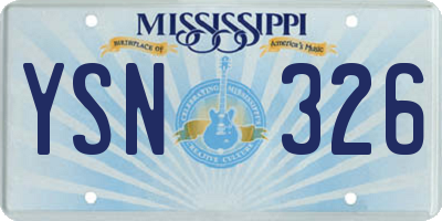 MS license plate YSN326
