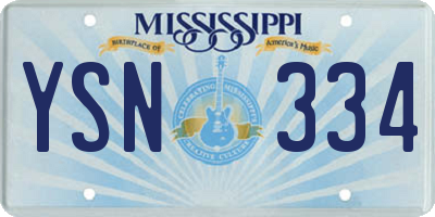 MS license plate YSN334