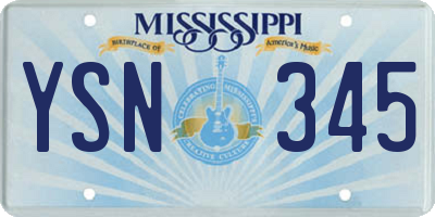 MS license plate YSN345