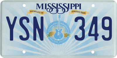 MS license plate YSN349