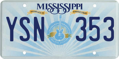 MS license plate YSN353
