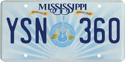 MS license plate YSN360