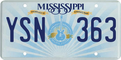 MS license plate YSN363