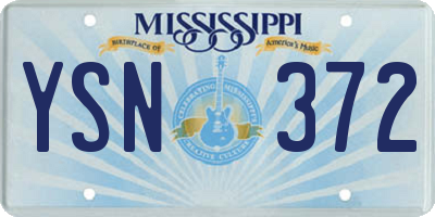 MS license plate YSN372