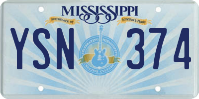 MS license plate YSN374