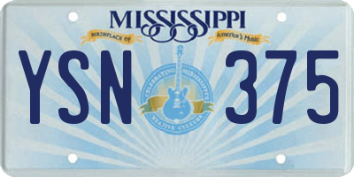 MS license plate YSN375