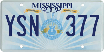 MS license plate YSN377