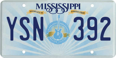 MS license plate YSN392