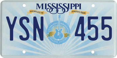 MS license plate YSN455