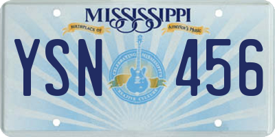 MS license plate YSN456