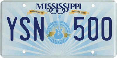 MS license plate YSN500