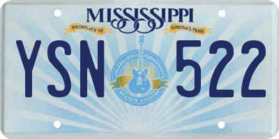MS license plate YSN522