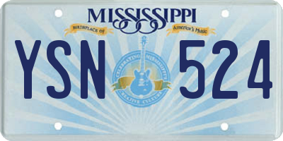 MS license plate YSN524