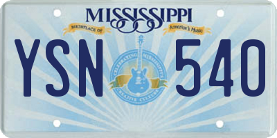 MS license plate YSN540