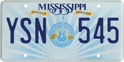 MS license plate YSN545