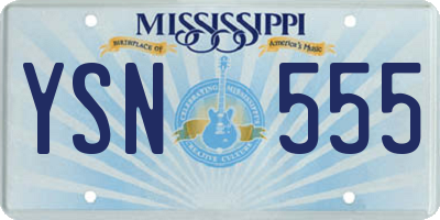 MS license plate YSN555